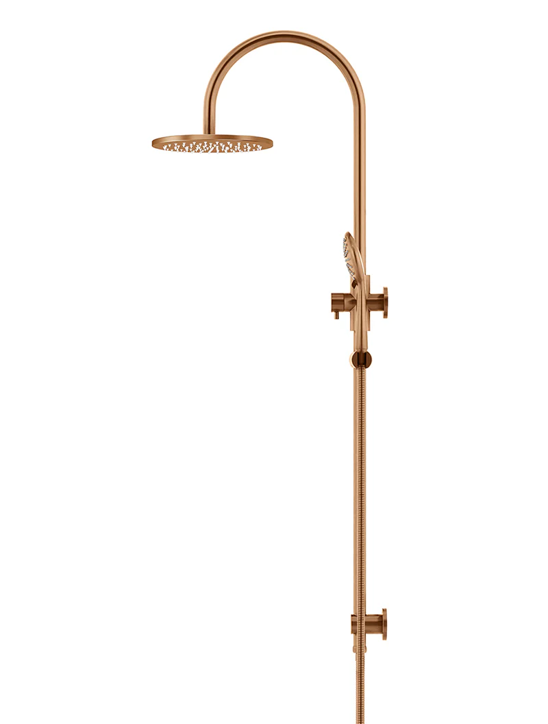 Round Gooseneck Shower Set with 200mm rose, Three-Function Hand Shower - Lustre Bronze - Image 3