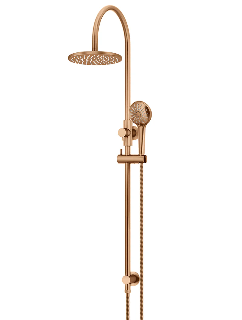 Round Gooseneck Shower Set with 200mm rose, Three-Function Hand Shower - Lustre Bronze - Image 5