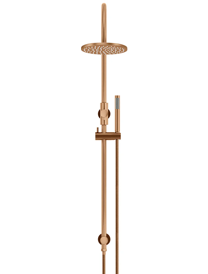 Round Gooseneck Shower Set with 200mm rose, Single-Function Hand Shower - Lustre Bronze - Image 2