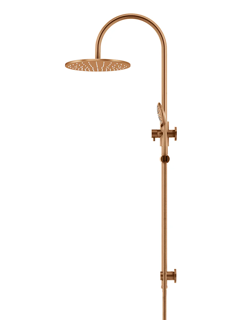 Round Gooseneck Shower Set with 300mm rose, Three-Function Hand Shower- Lustre Bronze - Image 2