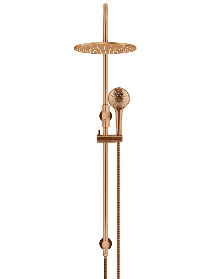 Round Gooseneck Shower Set with 300mm rose, Three-Function Hand Shower- Lustre Bronze - Image 3
