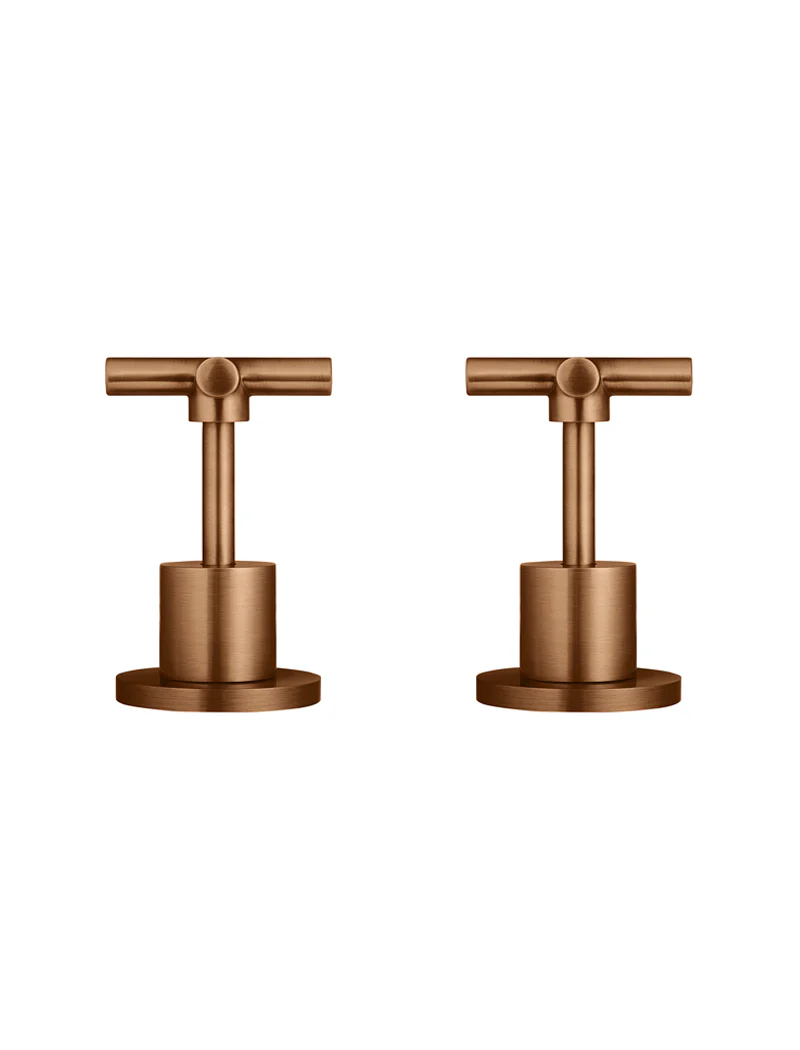 Round Cross Handle Jumper Valve Wall Top Assemblies - Lustre Bronze - Image 4
