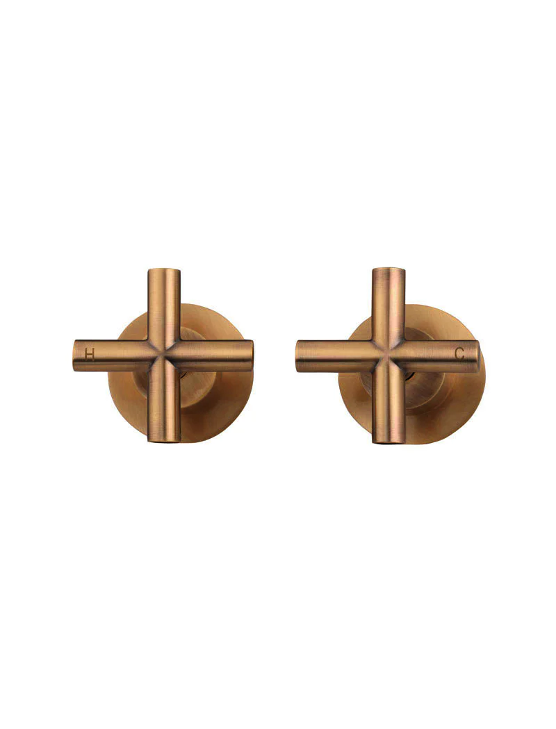 Round Cross Handle Jumper Valve Wall Top Assemblies - Lustre Bronze - Image 5