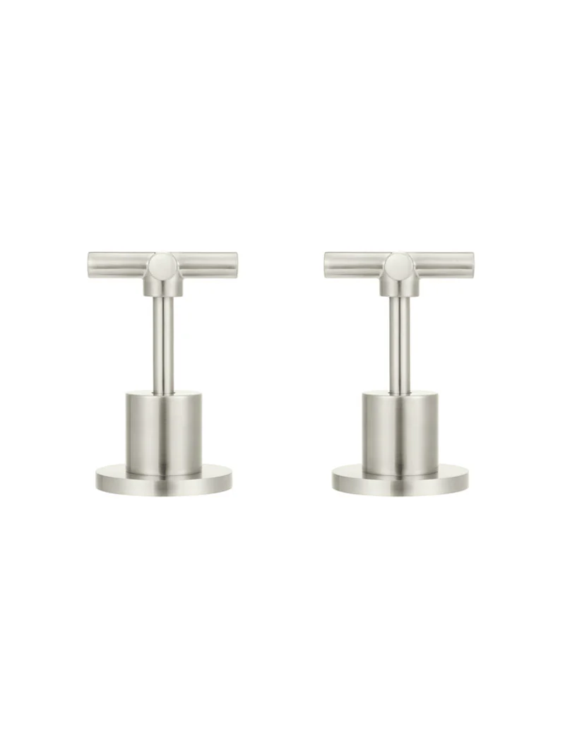 Round Cross Handle Jumper Valve Wall Top Assemblies - PVD Brushed Nickel - Image 4