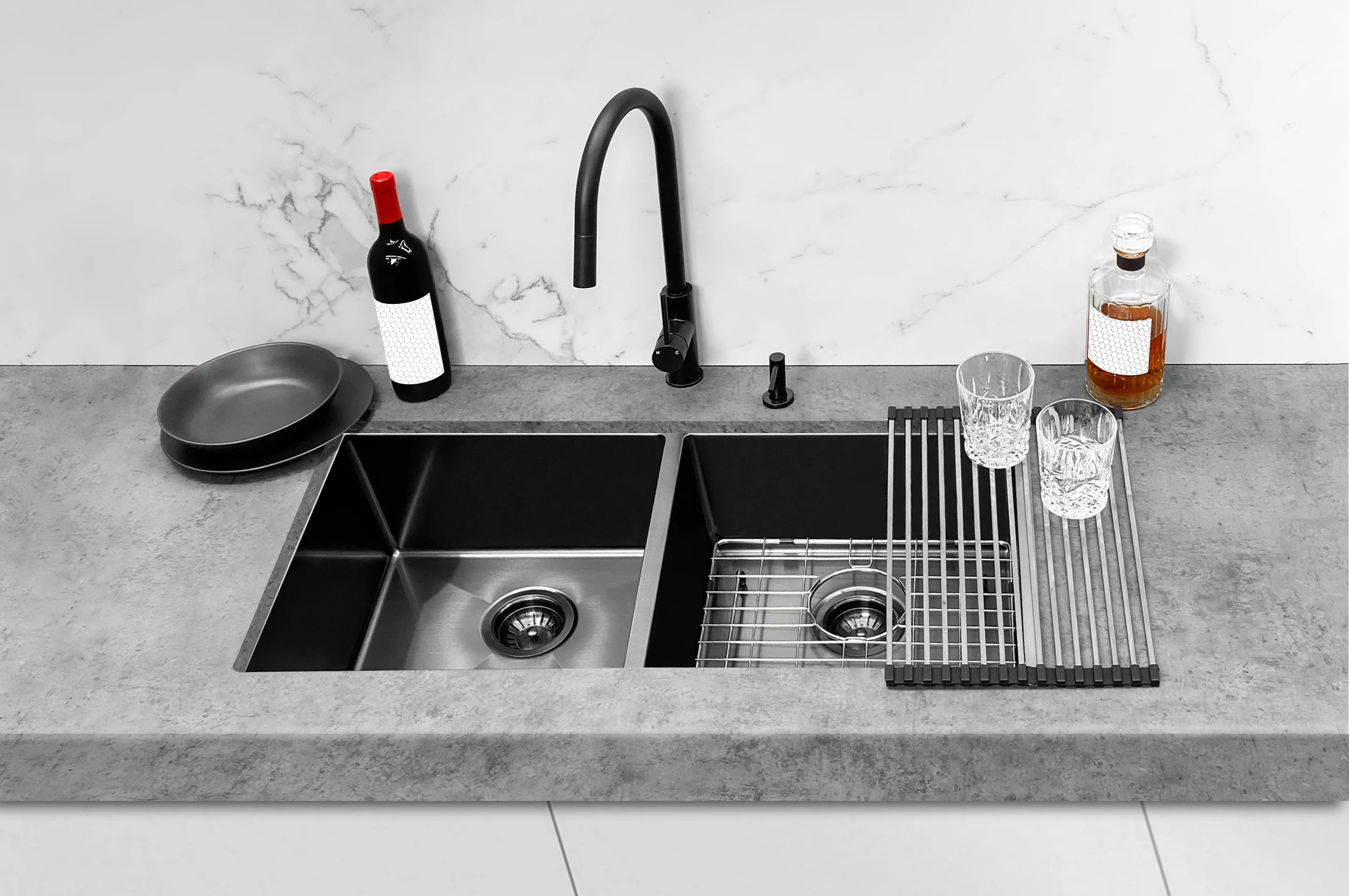 Lavello Kitchen Sink - Double Bowl 860 x 440 -  PVD Gunmetal Black - Image 6