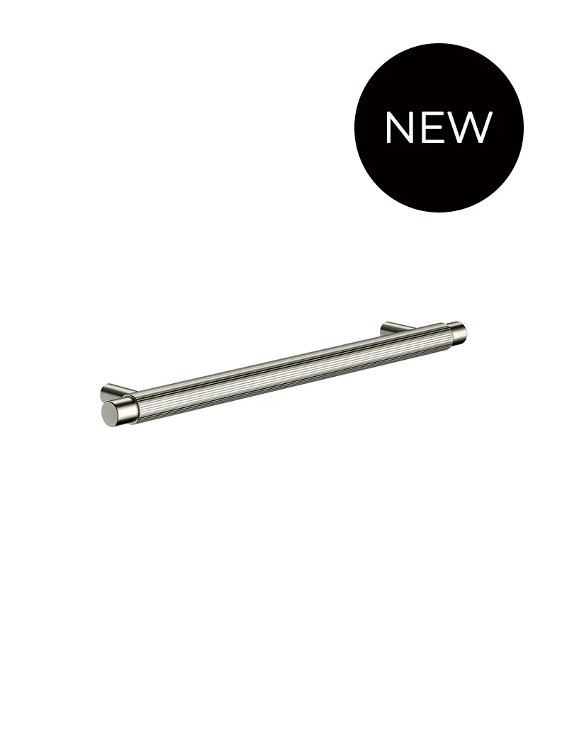 Öppen Round Pull 200mm Cabinet Handle (Linear Knurled) - PVD Brushed Nickel