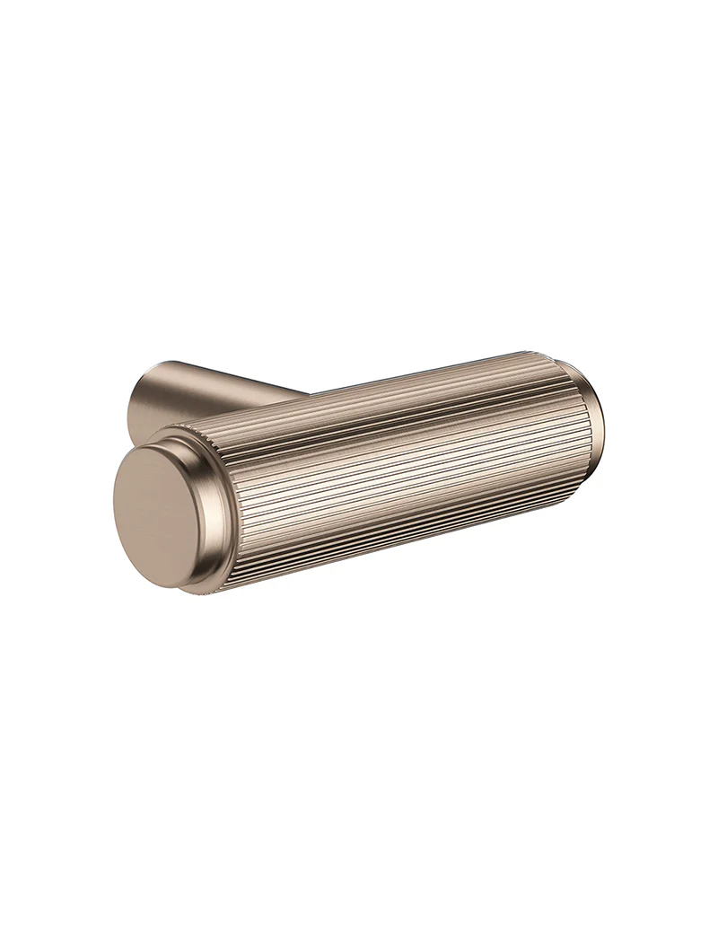 Öppen T-Pull Cabinet Handle (Linear Knurled) - PVD Champagne - Image 5