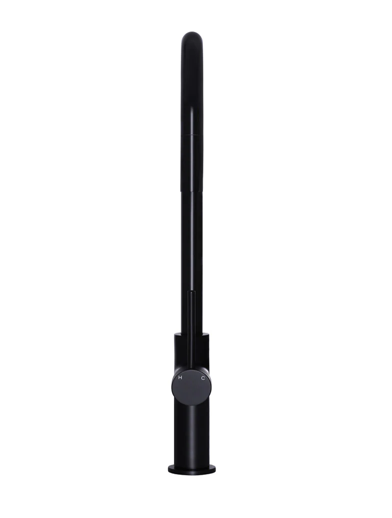 Round Piccola Pull Out Kitchen Mixer Tap - Matte Black - Image 3