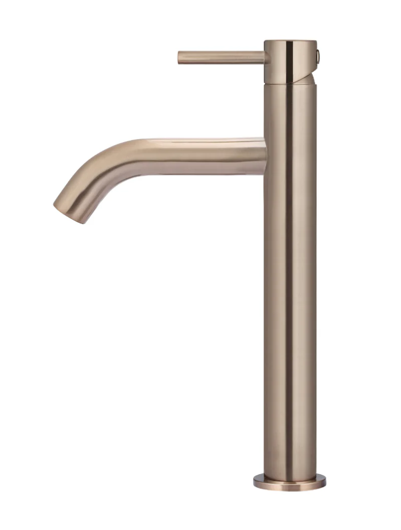 Piccola Tall Basin Mixer Tap with 130mm Spout - Champagne - Image 2