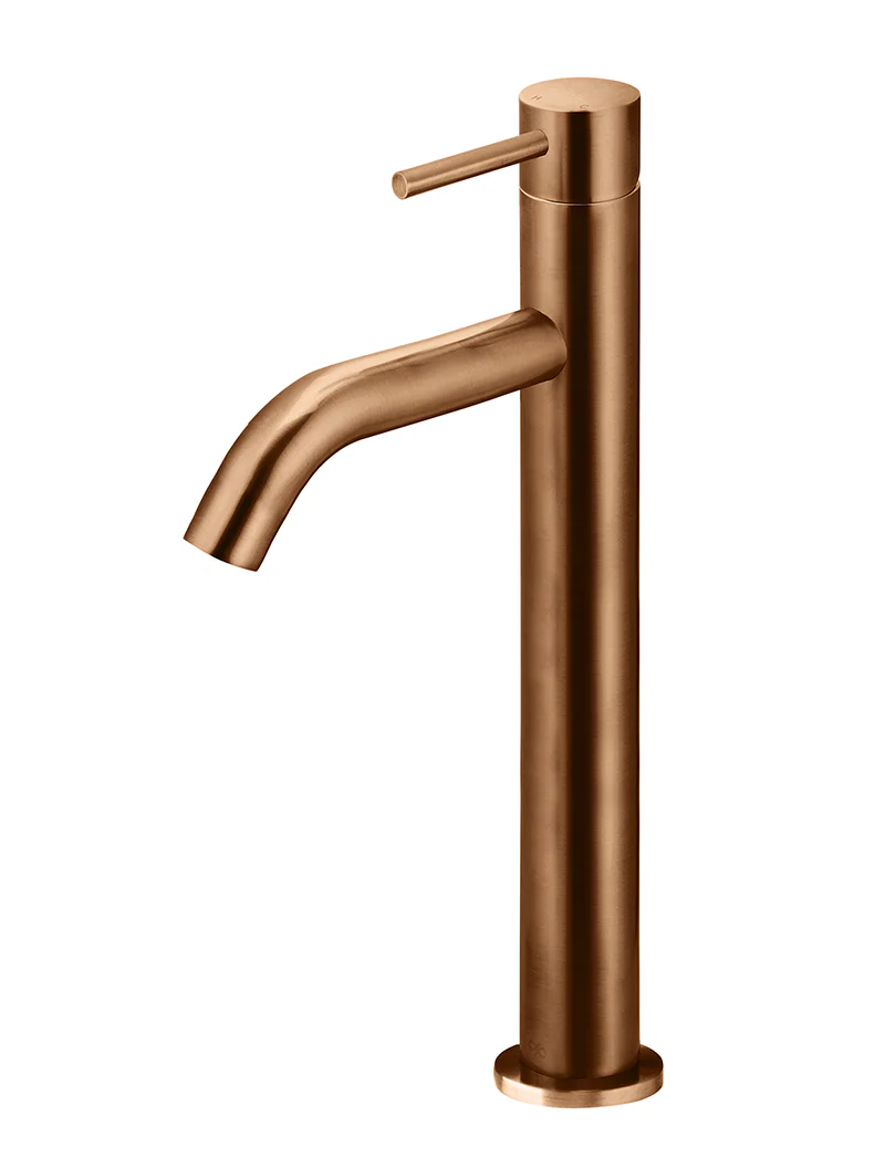 Piccola Tall Basin Mixer Tap with 130mm Spout - Lustre Bronze - Image 5