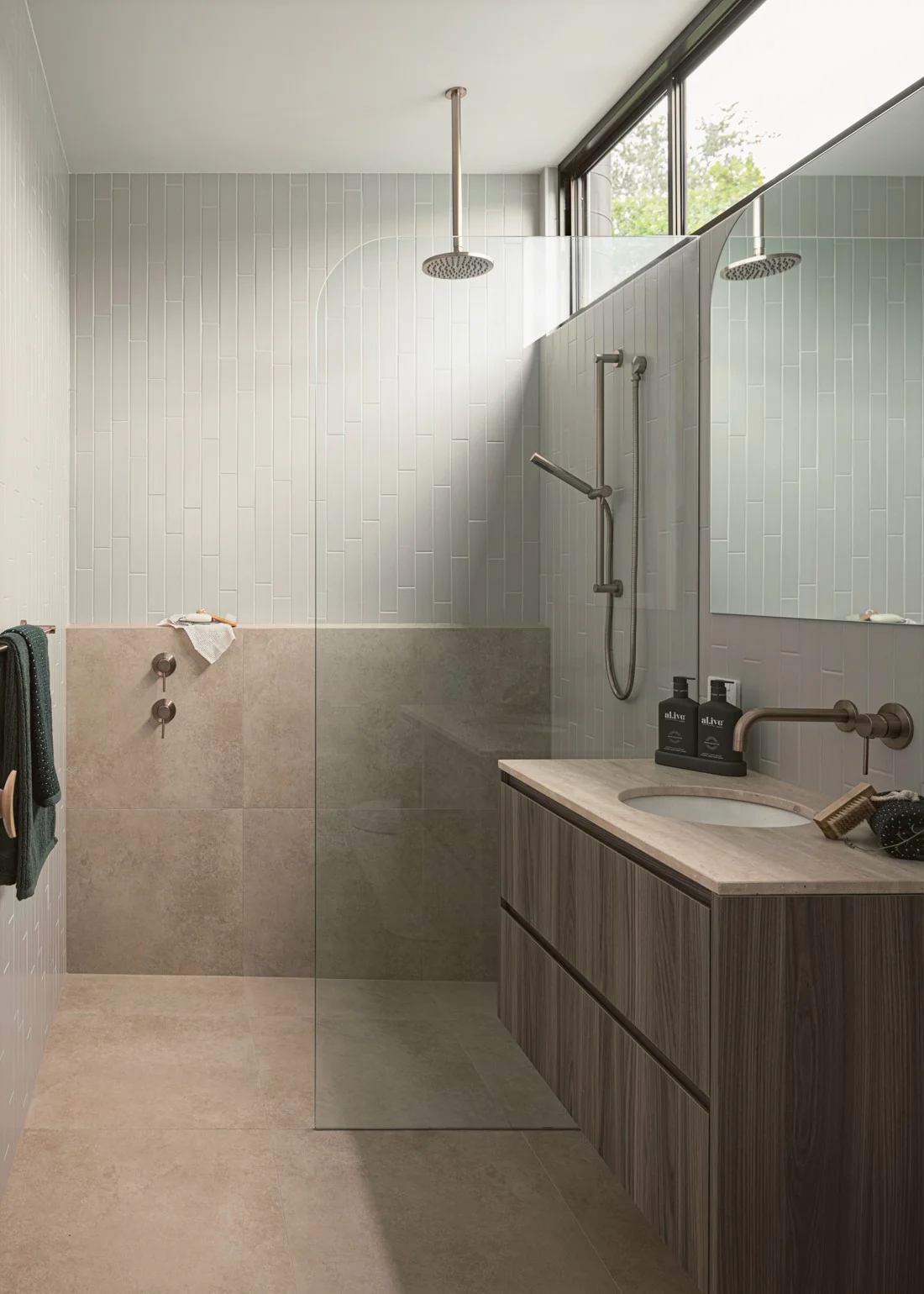 Round Ceiling Shower Arm 300mm - Champagne - Image 3