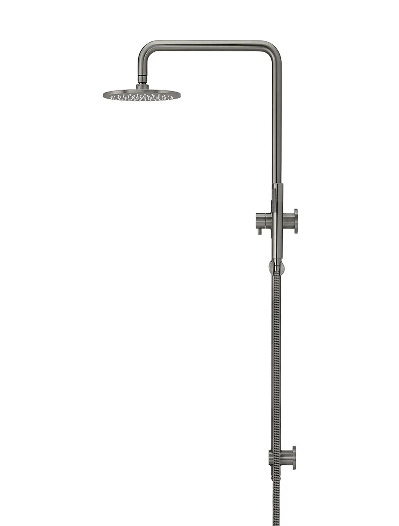 Round Combination Shower Rail, 200mm Rose, Single Function Hand Shower - Shadow Gunmetal - Image 3