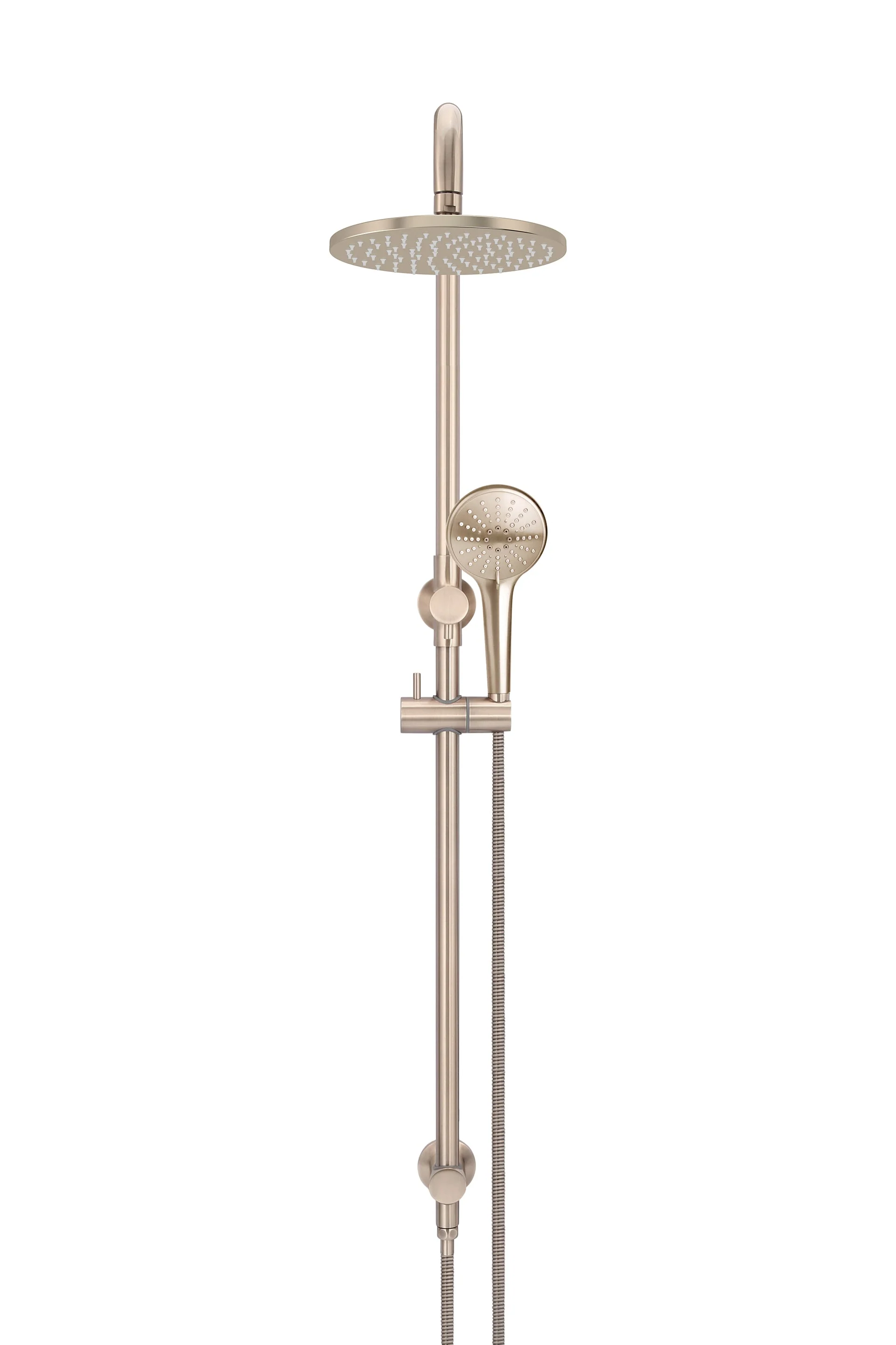 Round Combination Shower Rail 200mm Rose, Three Function Hand Shower - Champagne - Image 3