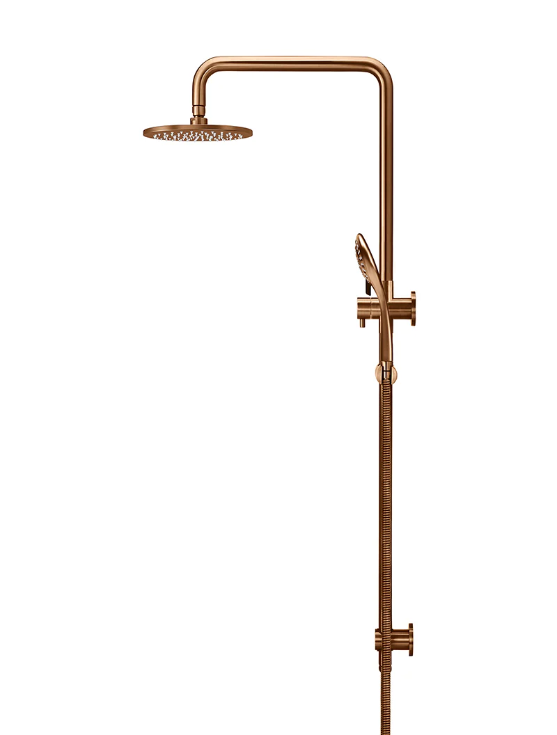 Round Combination Shower Rail 200mm Rose, Three Function Hand Shower - Lustre Bronze - Image 3