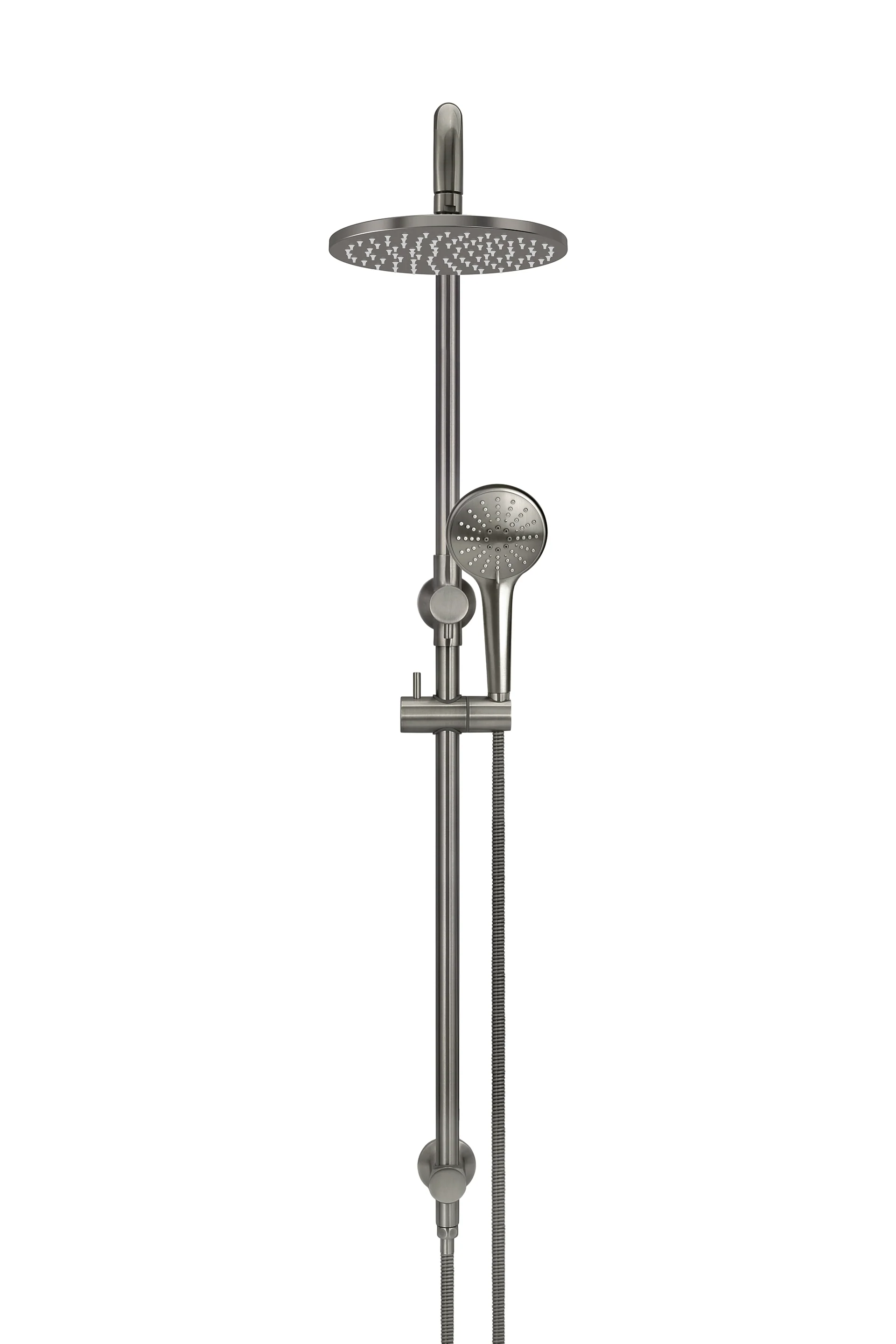 Round Combination Shower Rail 200mm Rose, Three Function Hand Shower - Shadow Gunmetal - Image 2