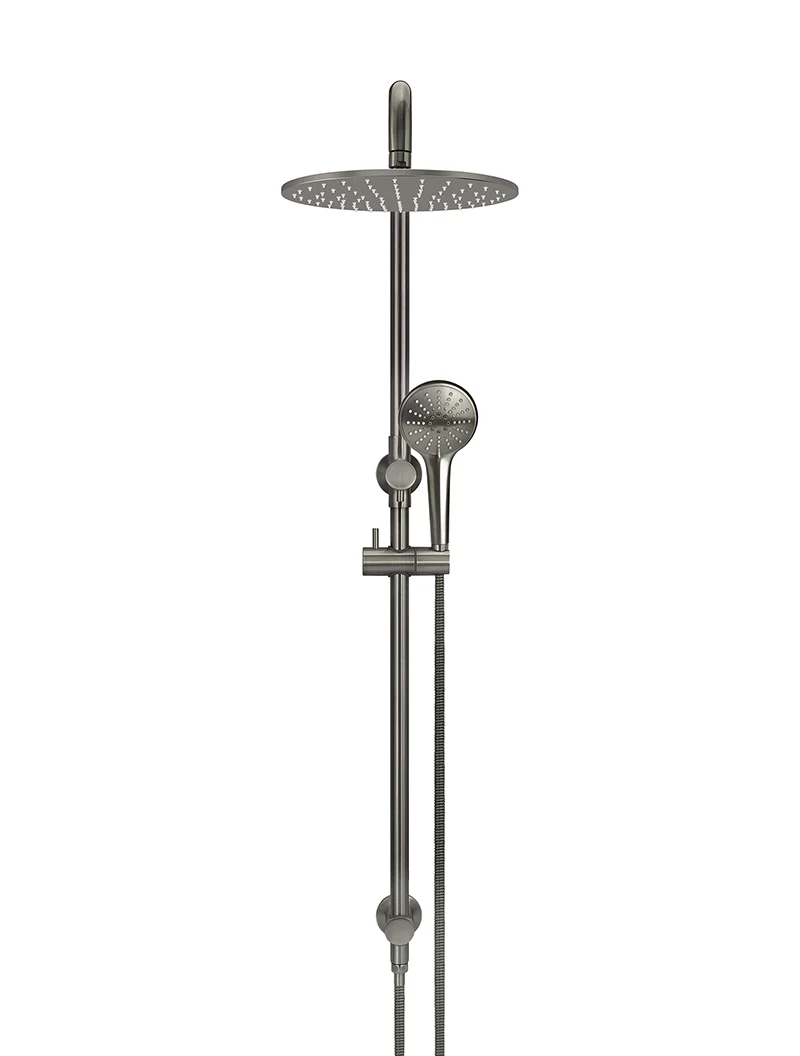 Round Combination Shower Rail 300mm Rose, Three Function Hand Shower - Shadow Gunmetal - Image 2