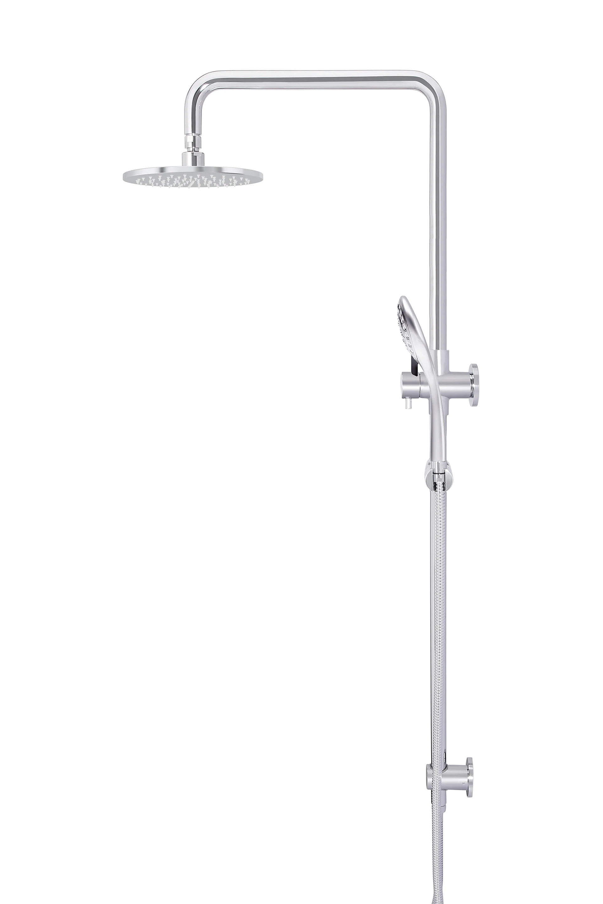 Round Combination Shower Rail, 200mm Rose, Three-Function Hand Shower - Polished Chrome - Image 3