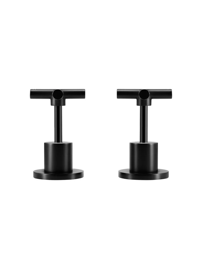Round Cross Handle Jumper Valve Wall Top Assemblies - Matte Black - Image 7