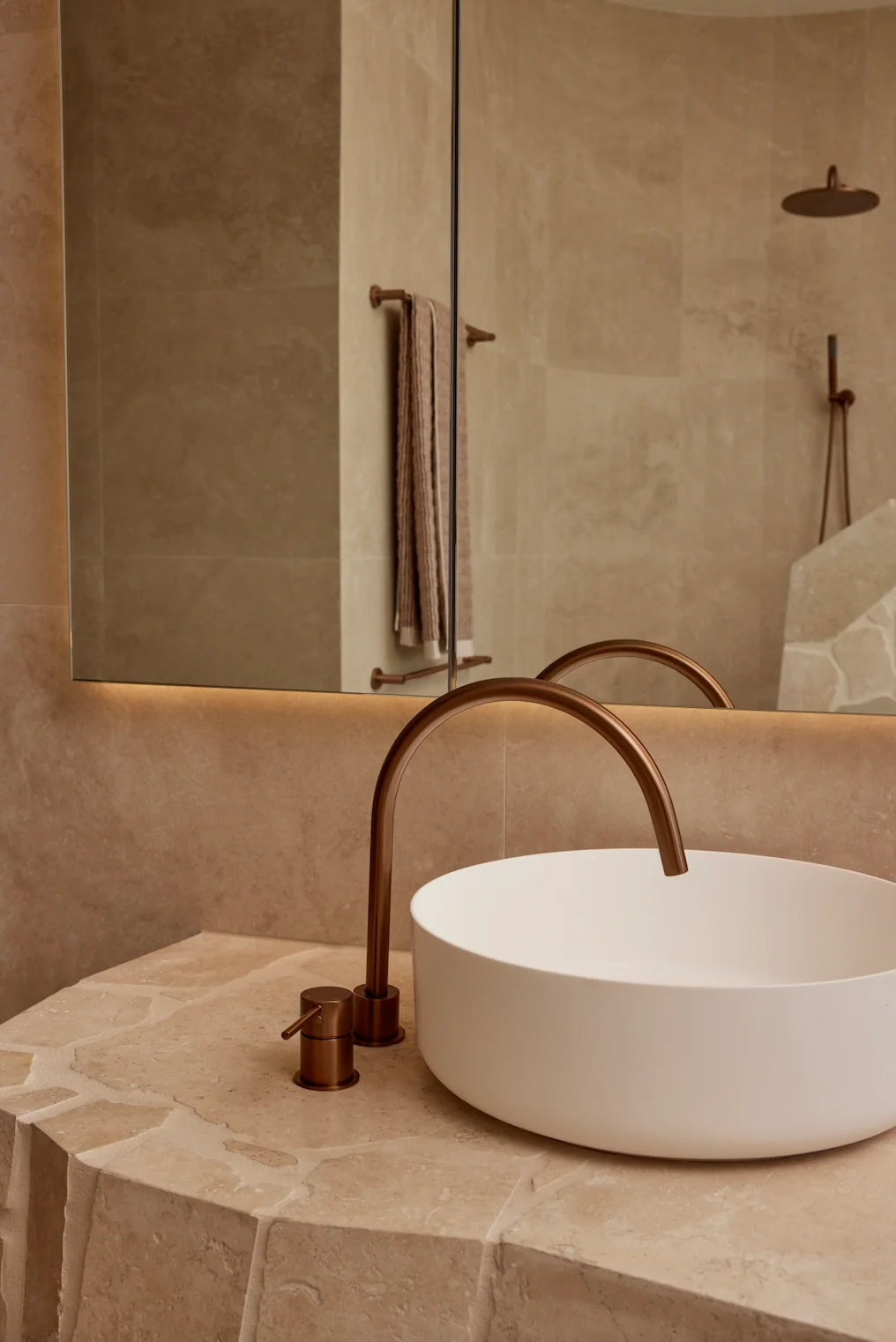Round Deck Mounted Mixer - Lustre Bronze - Image 5
