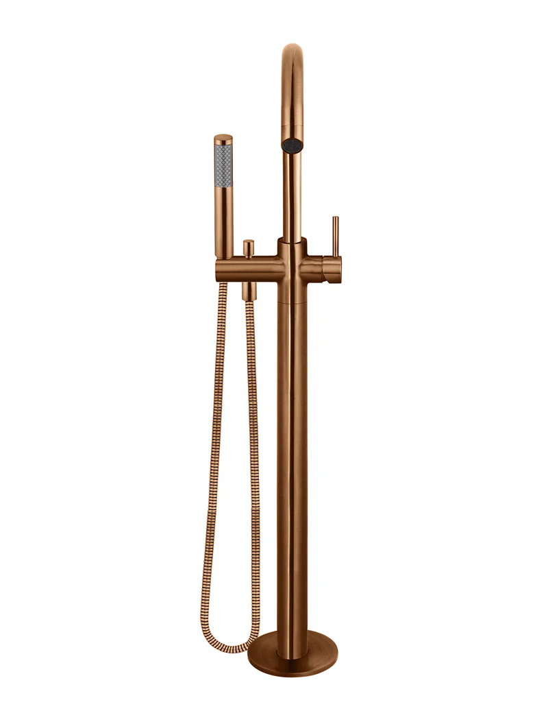 Round Freestanding Bath Spout and Hand Shower - Lustre Bronze - Image 2