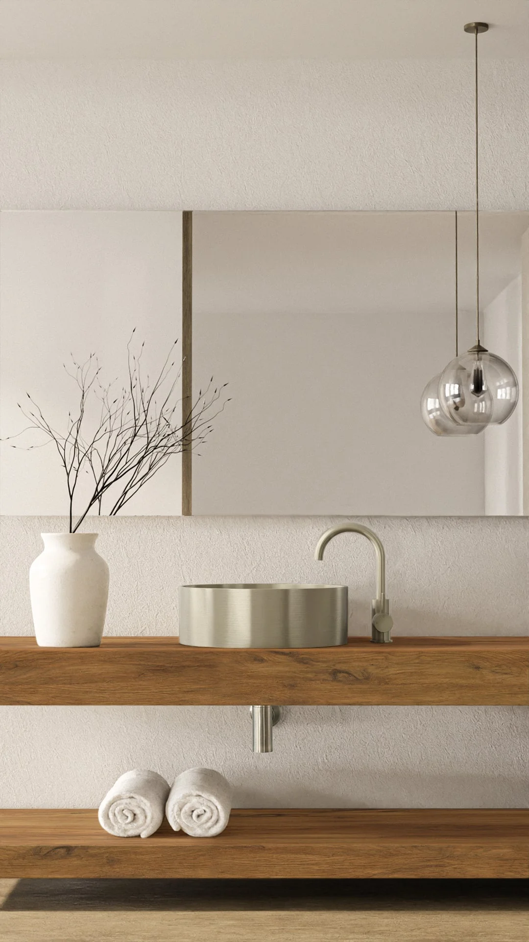 Round Gooseneck Basin Mixer with Cold Start - PVD Brushed Nickel - Image 4