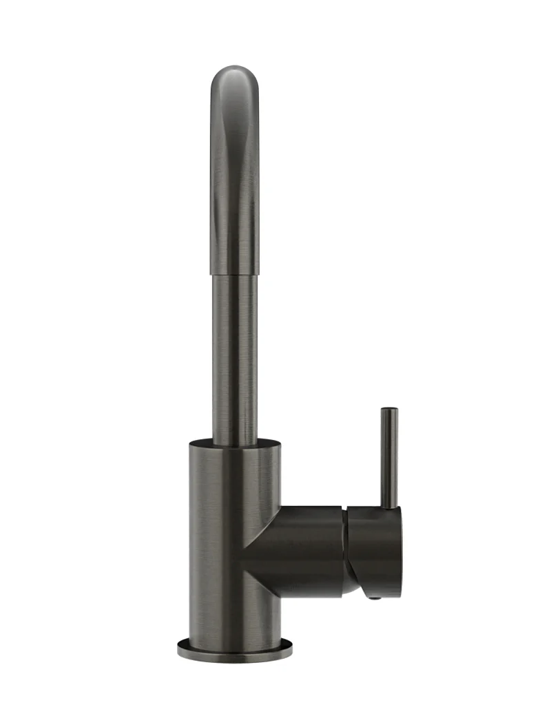 Round Gooseneck Basin Mixer with Cold Start - Shadow Gunmetal - Image 3
