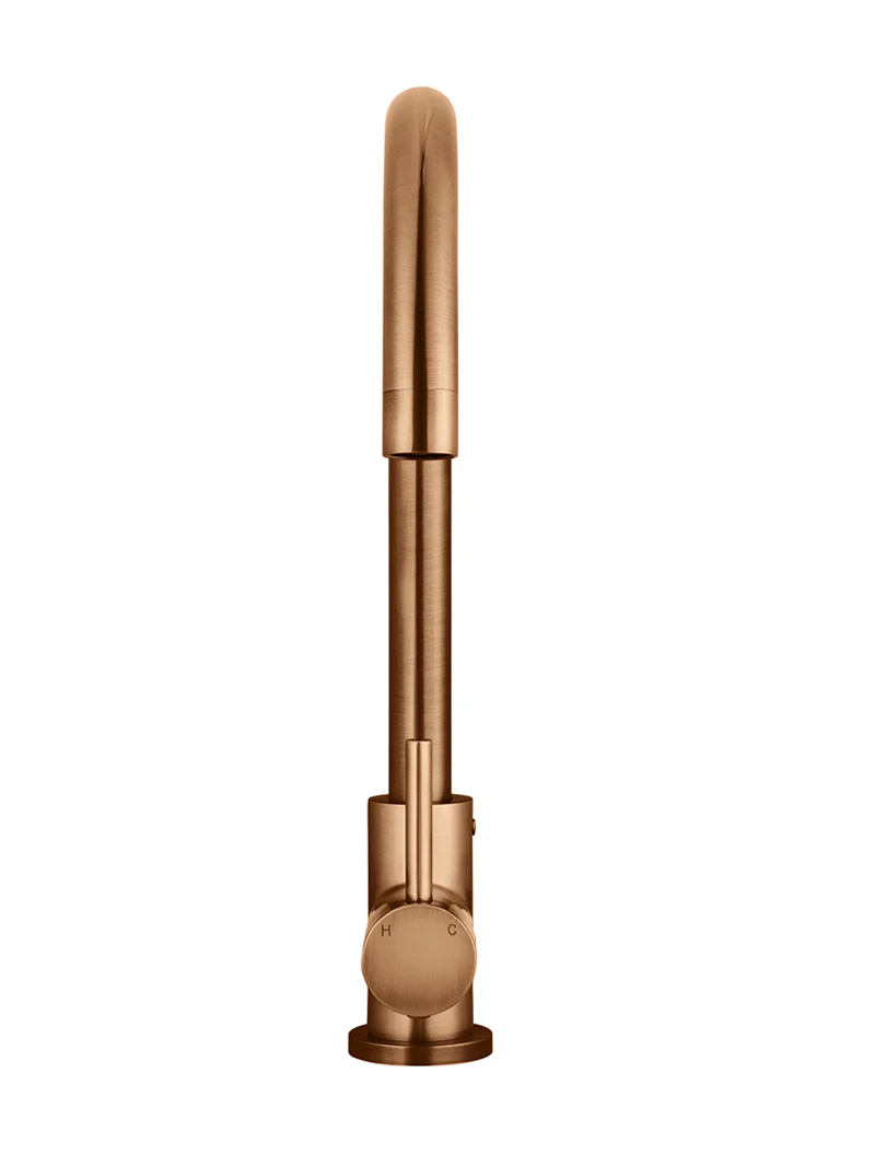 Round Gooseneck Kitchen Mixer Tap - Lustre Bronze - Image 4
