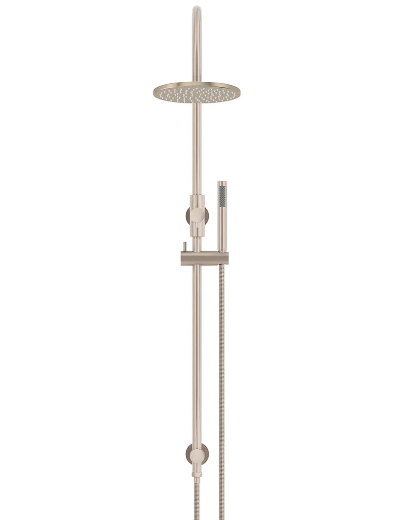 Round Gooseneck Shower Set with 200mm rose, Single-Function Hand Shower - Champagne - Image 2