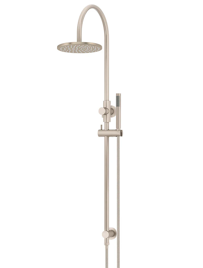 Round Gooseneck Shower Set with 200mm rose, Single-Function Hand Shower - Champagne - Image 6
