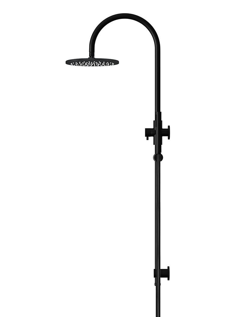Round Gooseneck Shower Set with 200mm rose, Single-Function Hand Shower - Matte Black - Image 3