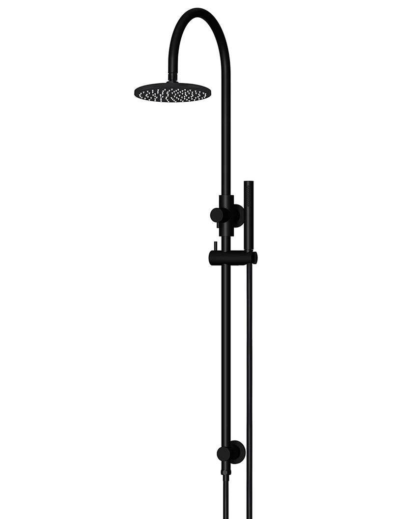 Round Gooseneck Shower Set with 200mm rose, Single-Function Hand Shower - Matte Black - Image 4