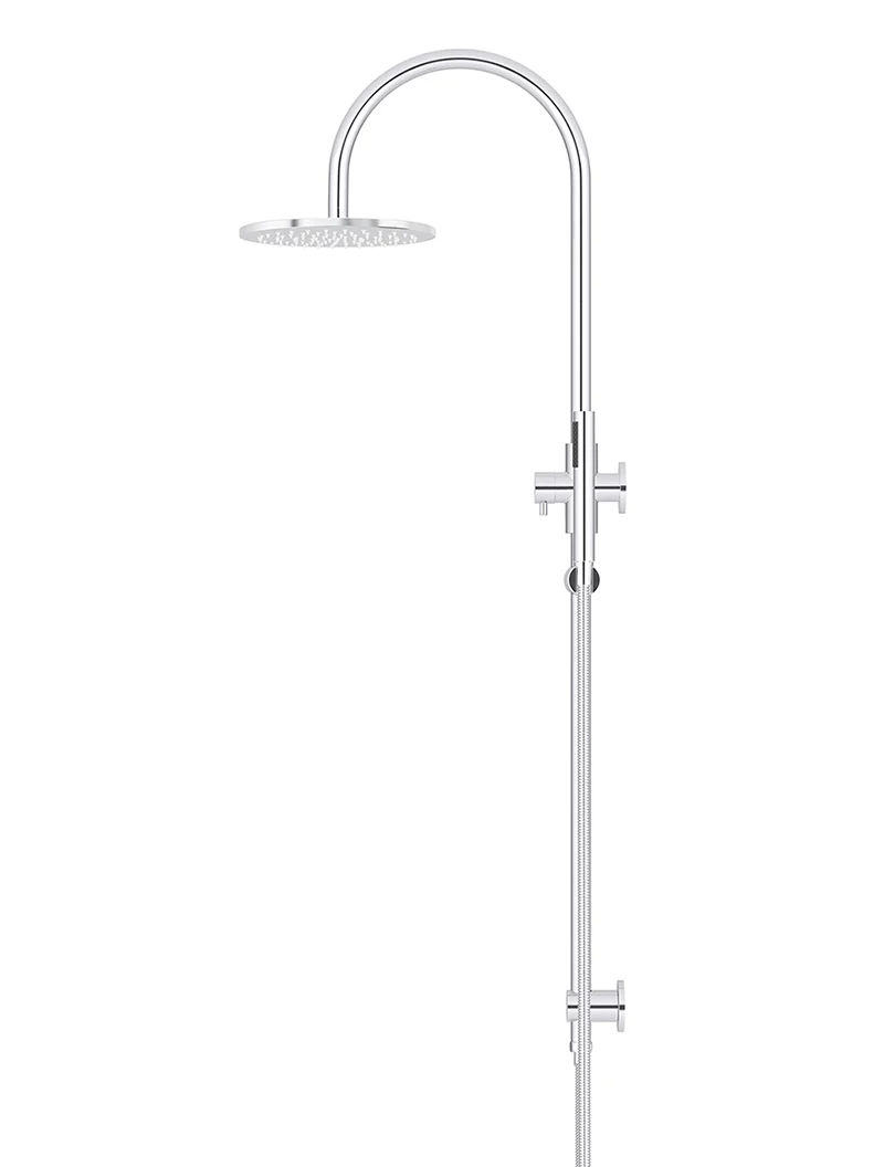 Round Gooseneck Shower Set with 200mm rose, Single-Function Hand Shower - Polished Chrome - Image 3
