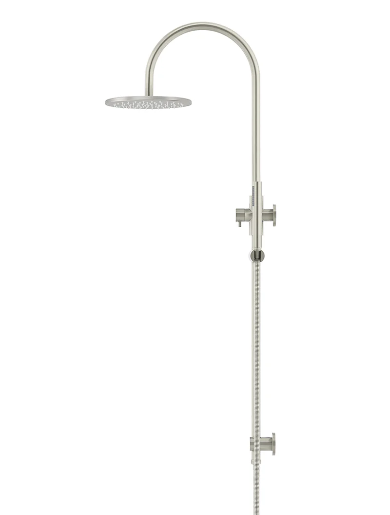 Round Gooseneck Shower Set with 200mm rose, Single-Function Hand Shower - PVD Brushed Nickel - Image 3