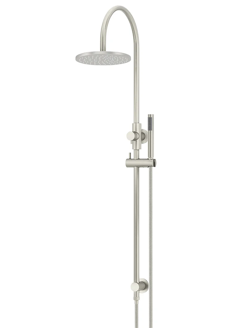 Round Gooseneck Shower Set with 200mm rose, Single-Function Hand Shower - PVD Brushed Nickel - Image 5