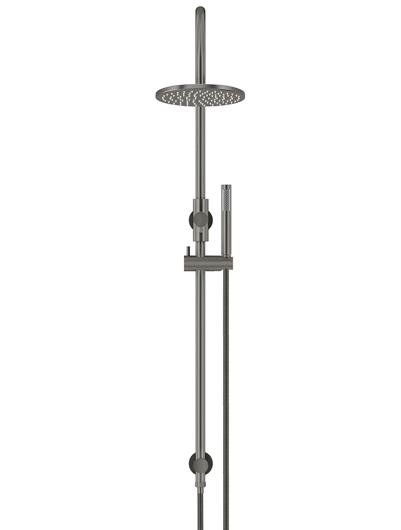 Round Gooseneck Shower Set with 200mm rose, Single-Function Hand Shower - Shadow Gunmetal - Image 2