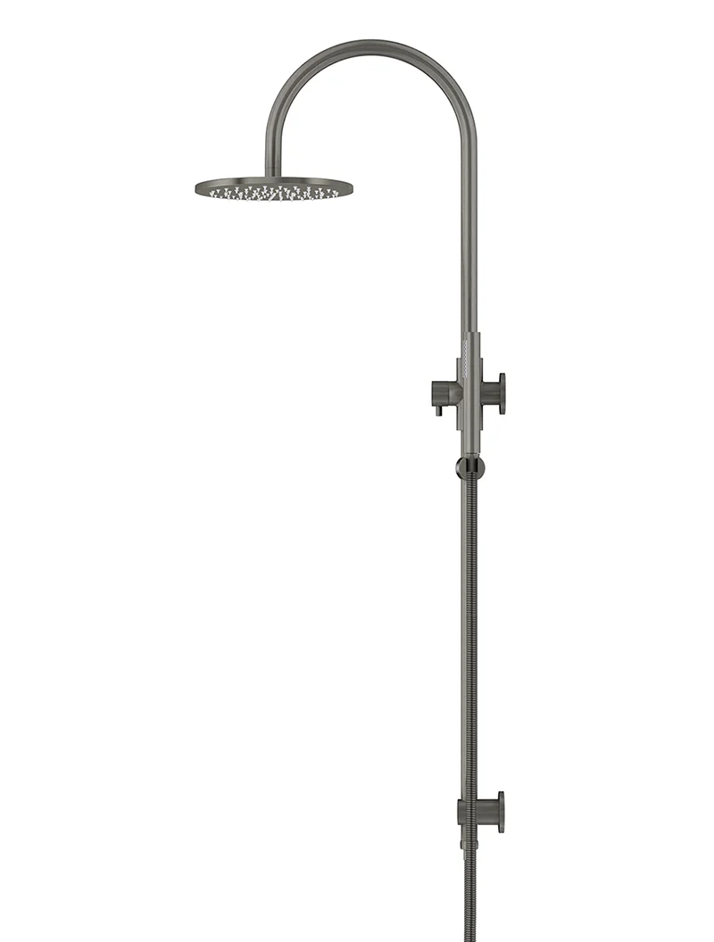 Round Gooseneck Shower Set with 200mm rose, Single-Function Hand Shower - Shadow Gunmetal - Image 3