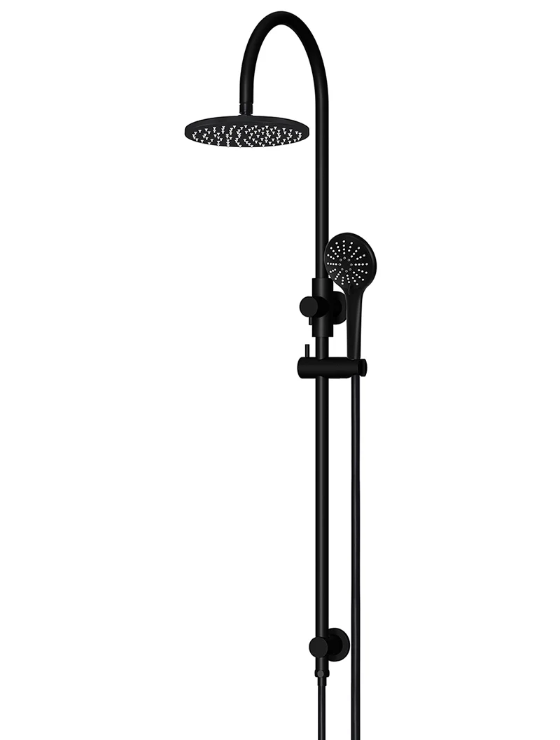 Round Gooseneck Shower Set with 200mm rose, Three-Function Hand Shower - Matte Black - Image 4
