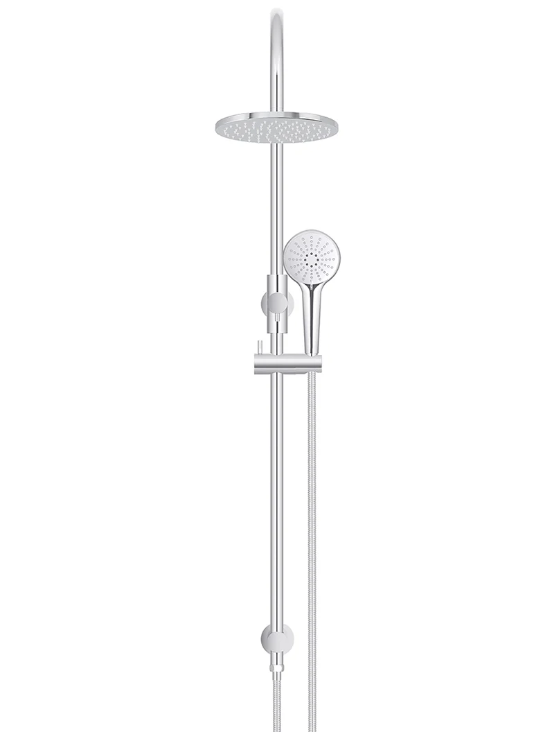 Round Gooseneck Shower Set with 200mm rose, Three-Function Hand Shower - Polished Chrome - Image 2