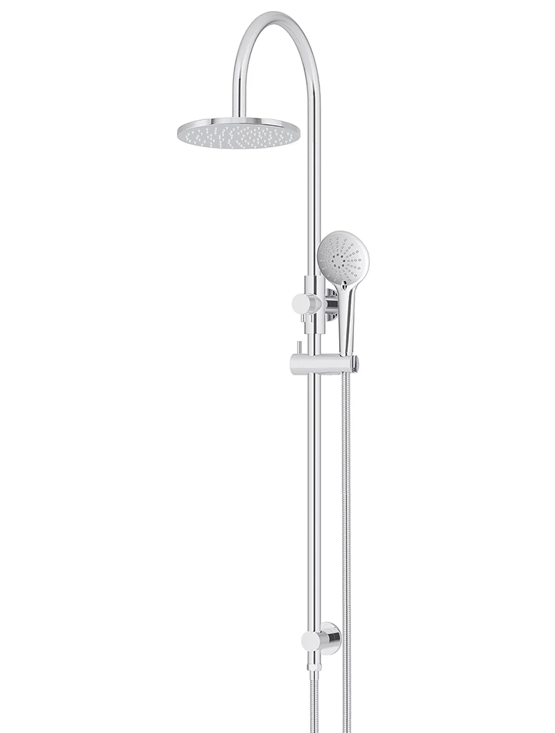 Round Gooseneck Shower Set with 200mm rose, Three-Function Hand Shower - Polished Chrome - Image 4