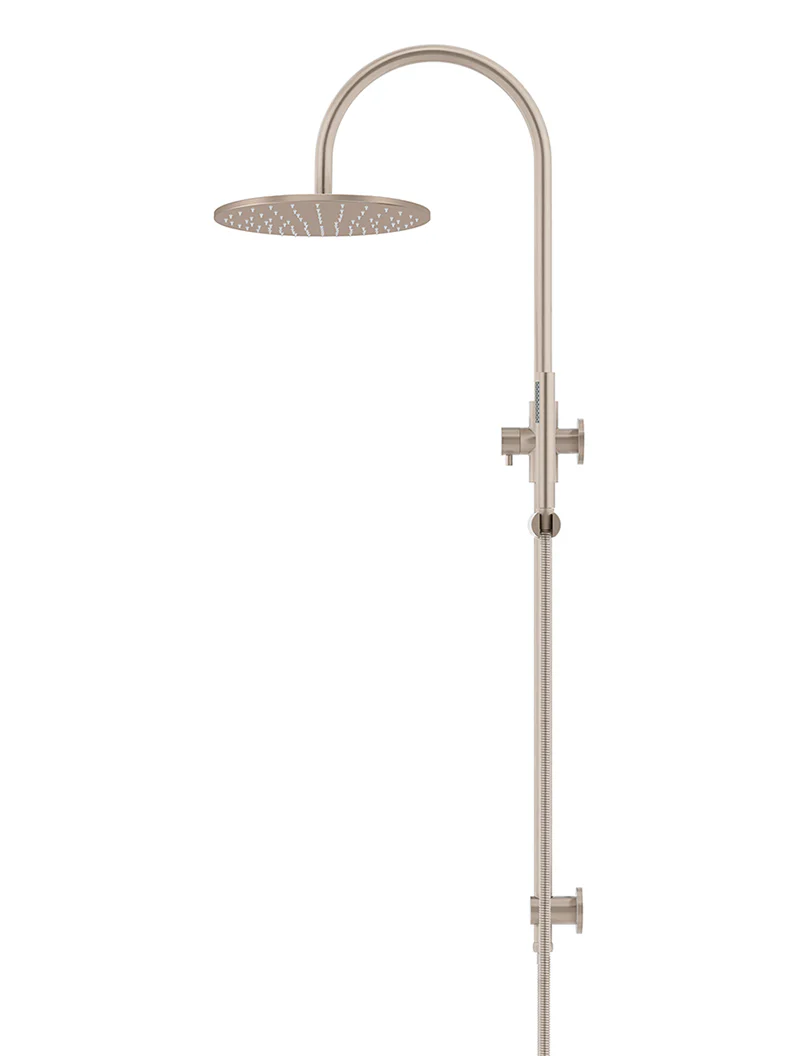 Round Gooseneck Shower Set with 300mm rose, Single-Function Hand Shower - Champagne - Image 3