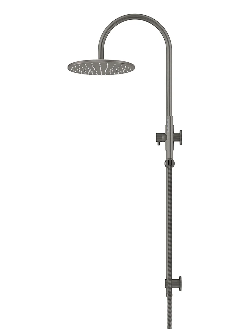 Round Gooseneck Shower Set with 300mm rose, Single-Function Hand Shower - Shadow Gunmetal - Image 4