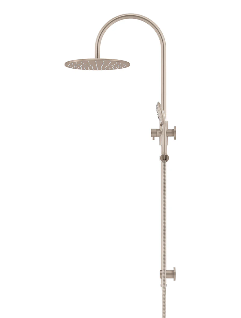Round Gooseneck Shower Set with 300mm rose, Three-Function Hand Shower - Champagne - Image 3