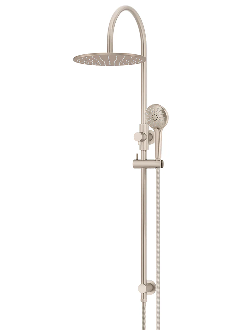 Round Gooseneck Shower Set with 300mm rose, Three-Function Hand Shower - Champagne - Image 4
