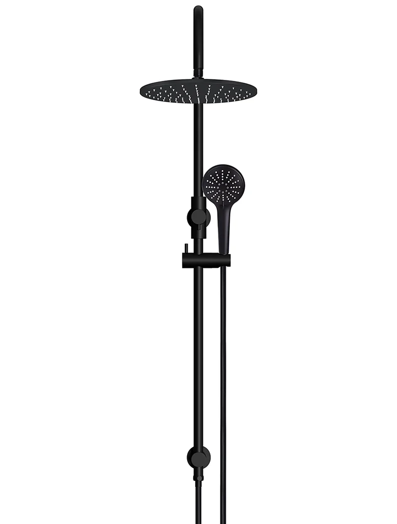 Round Gooseneck Shower Set with 300mm rose, Three-Function Hand Shower - Matte Black - Image 2