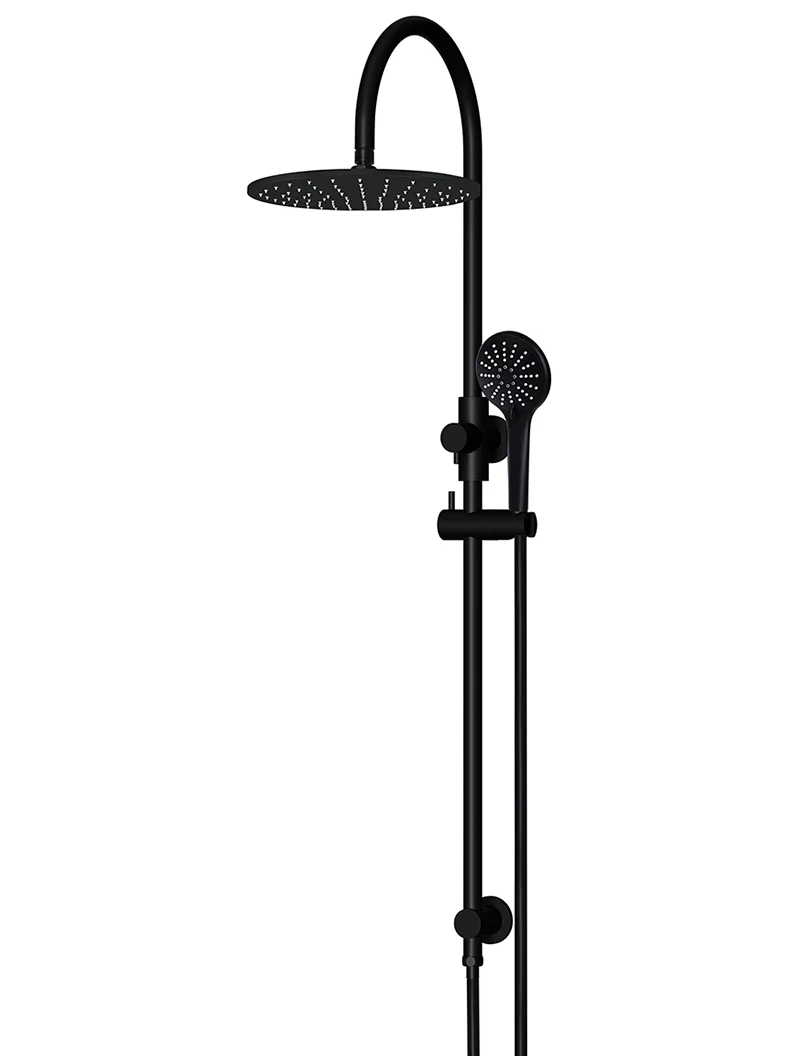Round Gooseneck Shower Set with 300mm rose, Three-Function Hand Shower - Matte Black - Image 4