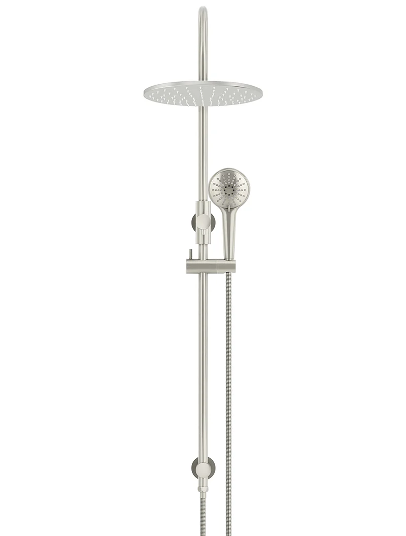 Round Gooseneck Shower Set with 300mm rose, Three-Function Hand Shower - PVD Brushed Nickel - Image 2