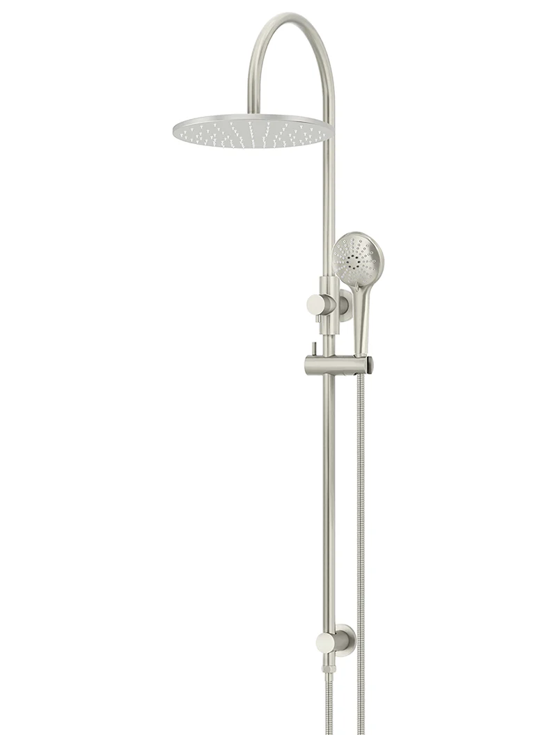 Round Gooseneck Shower Set with 300mm rose, Three-Function Hand Shower - PVD Brushed Nickel - Image 5