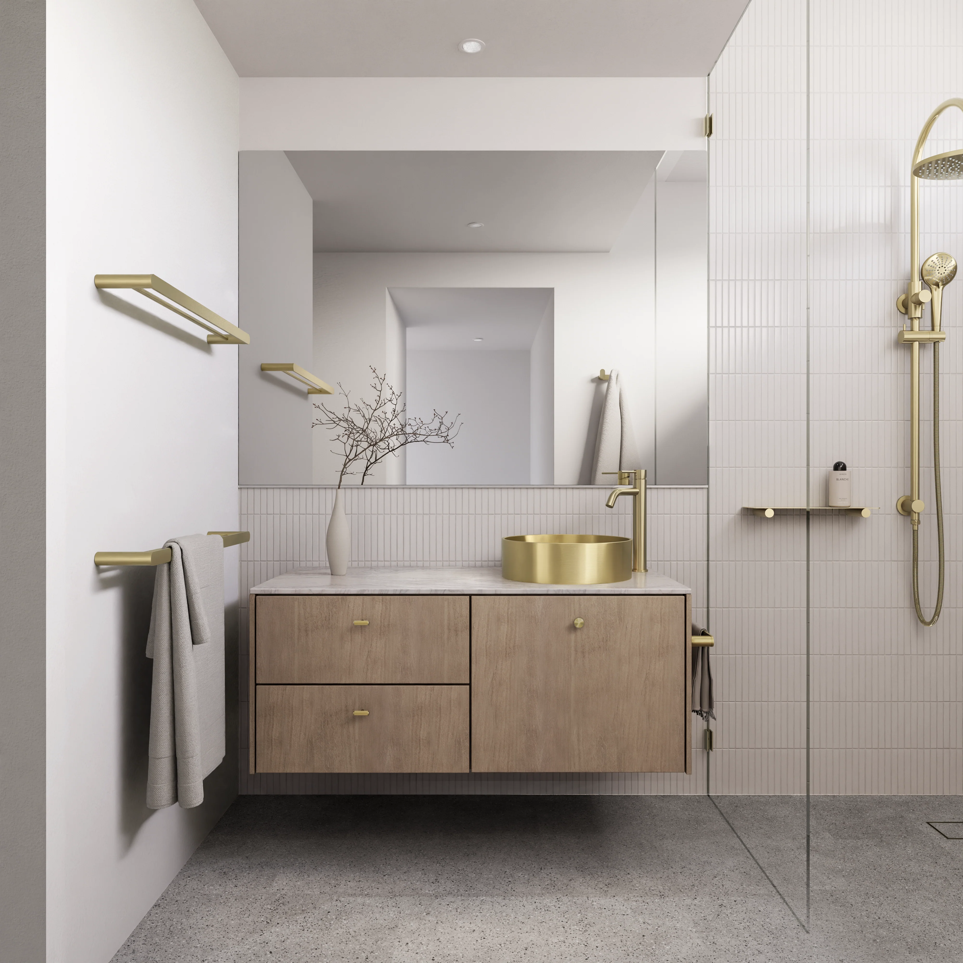Round Gooseneck Shower Set with 300mm rose, Three-Function Hand Shower - PVD Tiger Bronze - Image 5