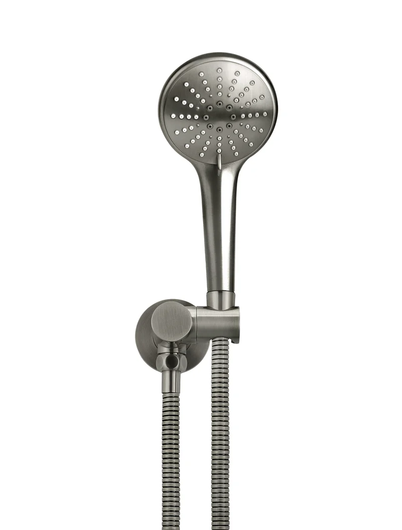 Round Hand Shower on Swivel Bracket - Shadow Gunmetal - Image 2