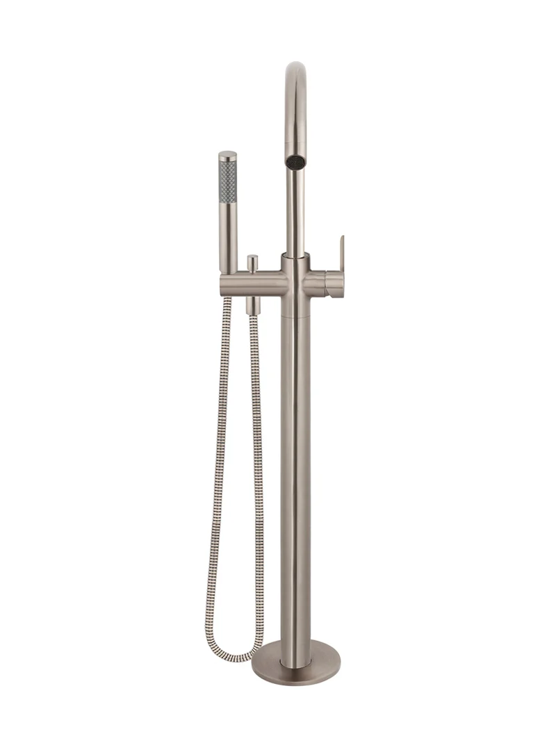 Round Paddle Freestanding Bath Spout and Hand Shower - Champagne - Image 3